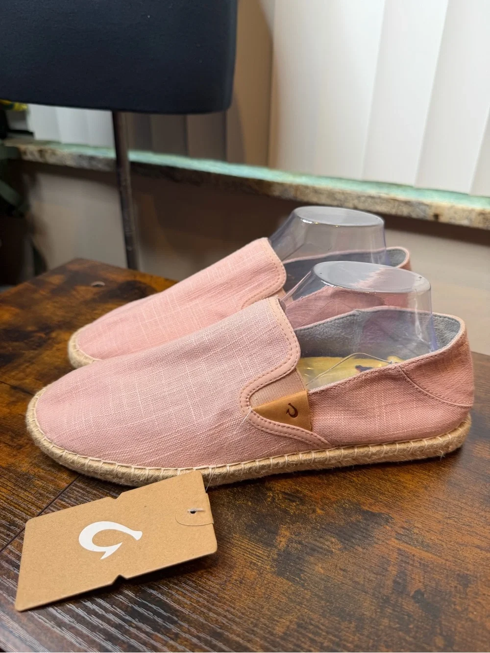 Olukai  Women Pa'a Kapa Espadrille Linen Slip On Rose Pink Size W11 NEW